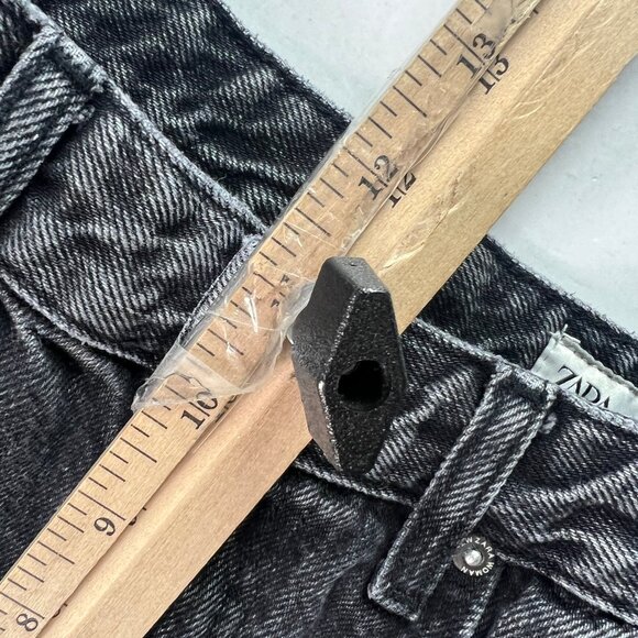 Zara Jeans Women's 26 x 32* High Rise Baggy Black Faded Cotton Denim Tag 0 - Picture 15 of 16